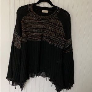Frayed Bell-Sleeve Sweater